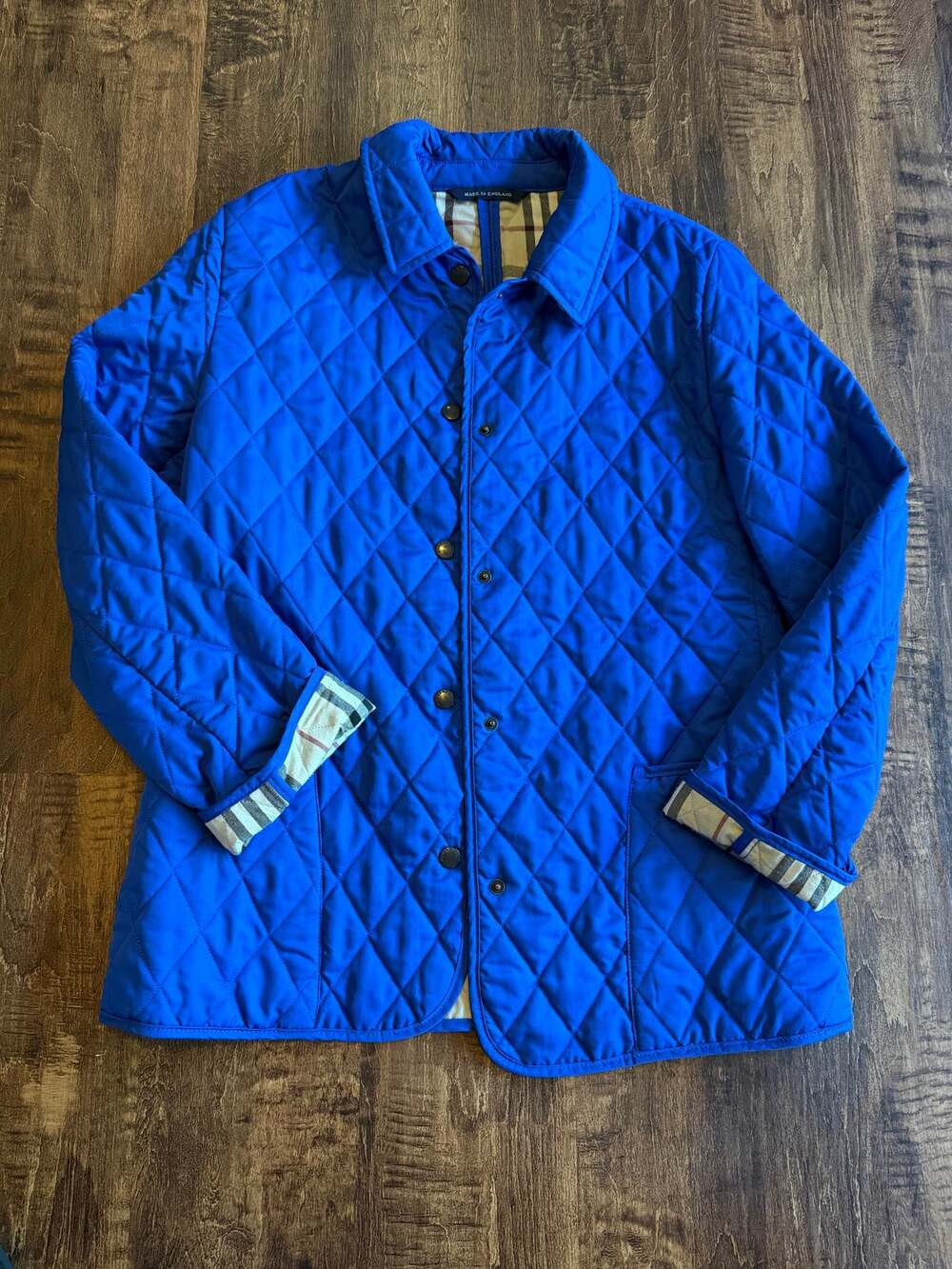 Burberry diamond cut quilted jacket royal blue small